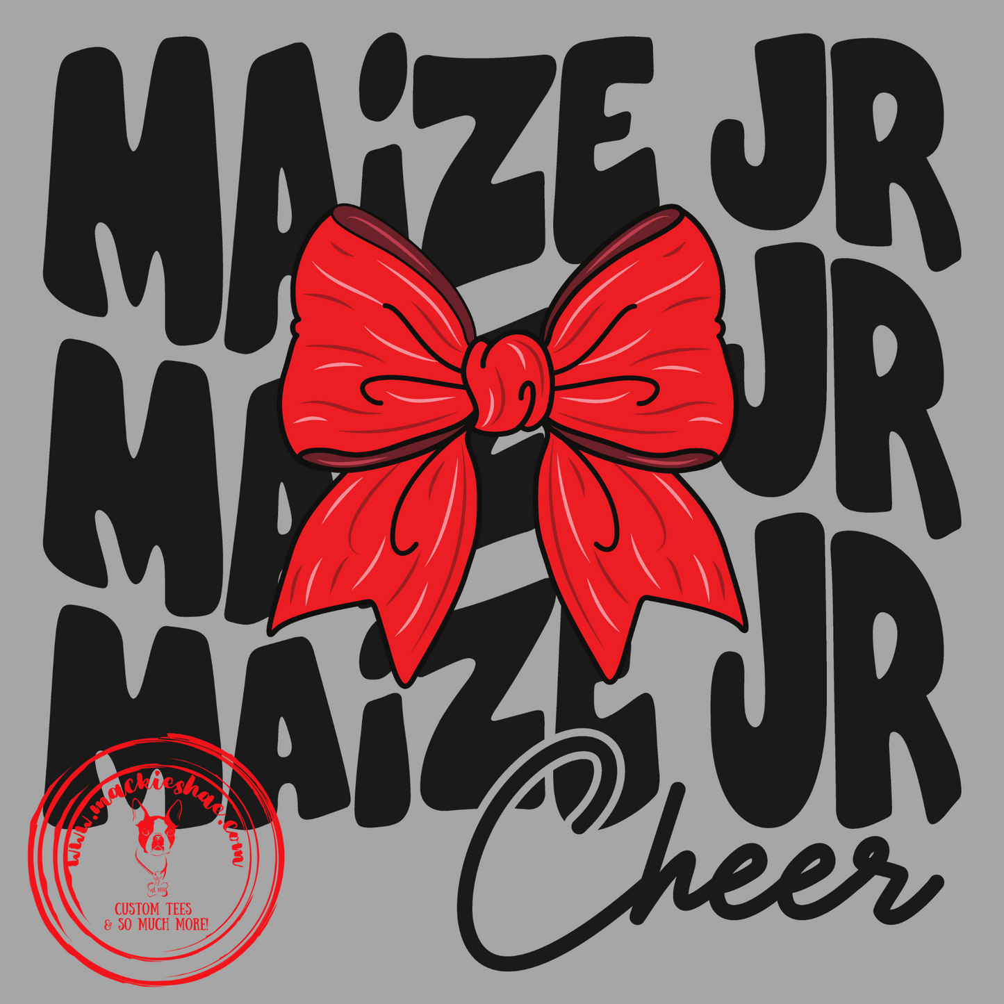 MJC- Maize Jr Cheer Repeat with Gold or Red Bow Grey Gear