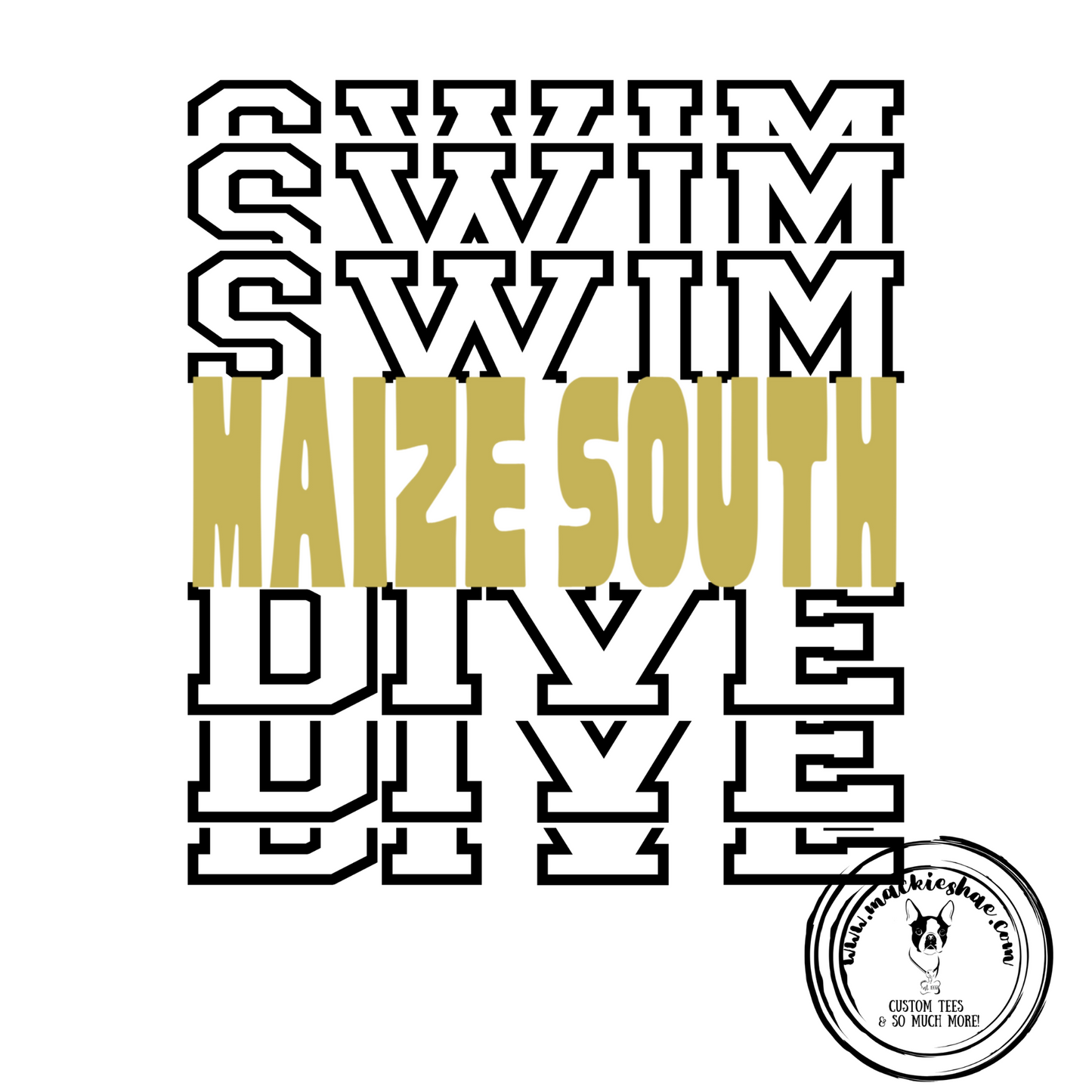 Maize South Swim Dive Repeat Custom Shirt for Youth and Adults, White Gear