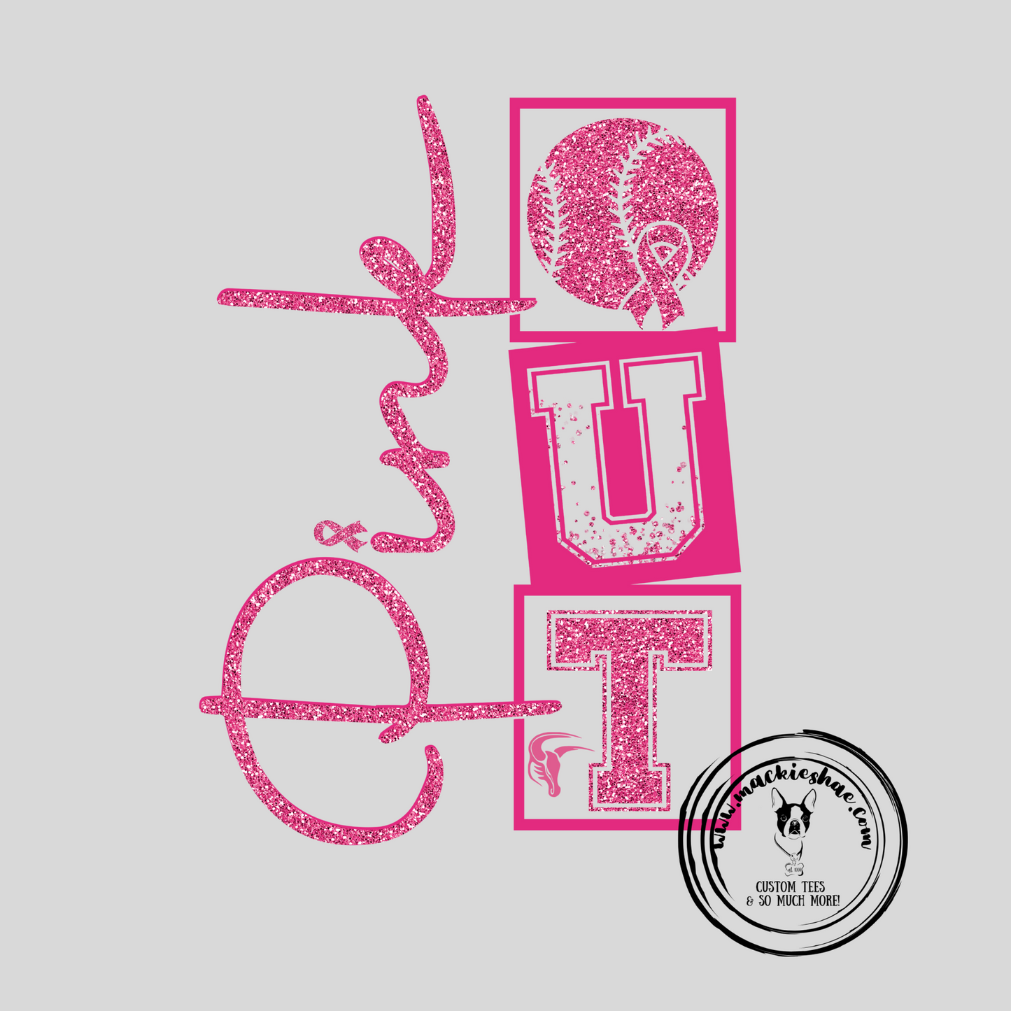 Maverick Softball or Baseball Pink Out Squares Custom Shirt for Youth and Adults, White Gear