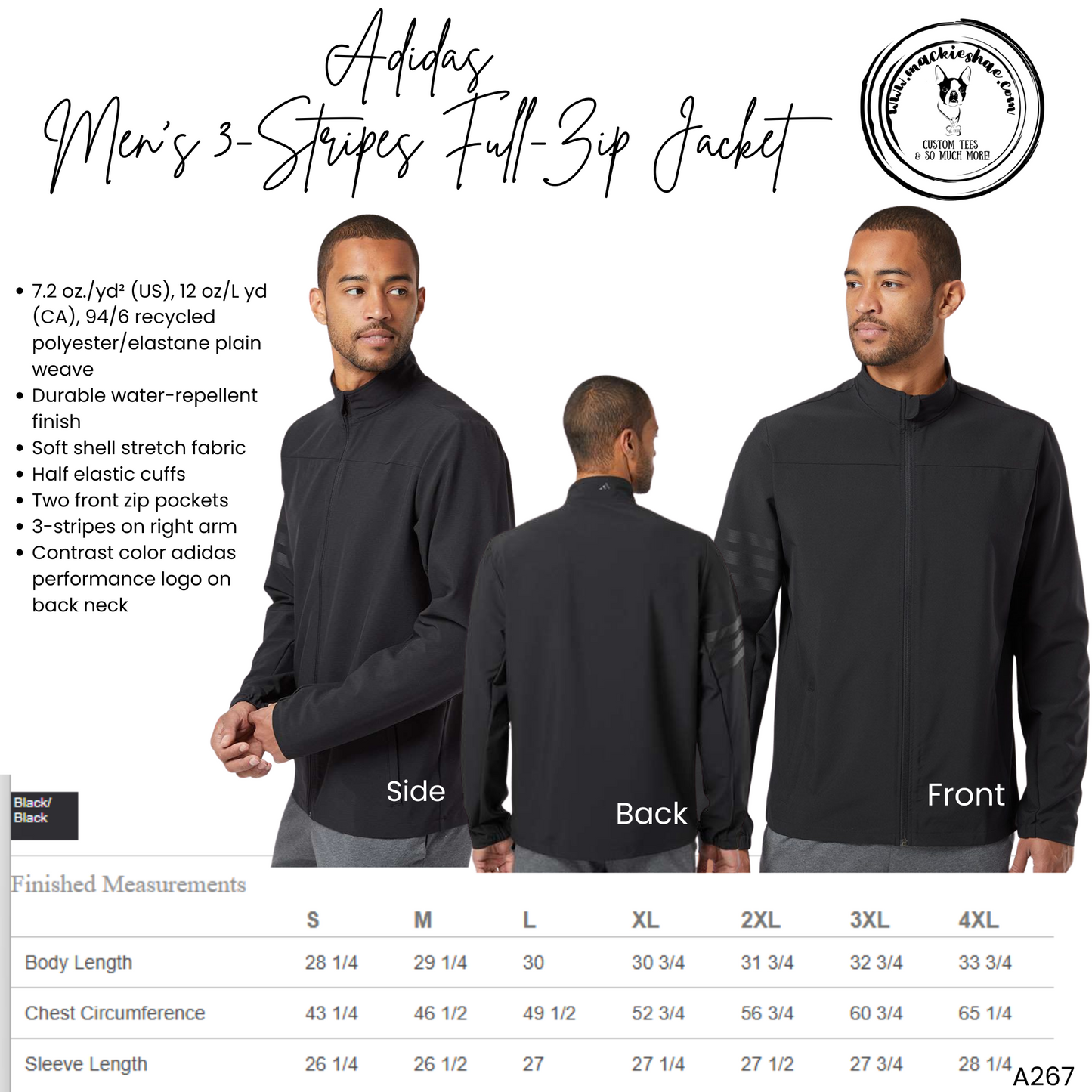 Mavs- Maverick ADIDAS Men's 3-Stripes Full-Zip Jacket