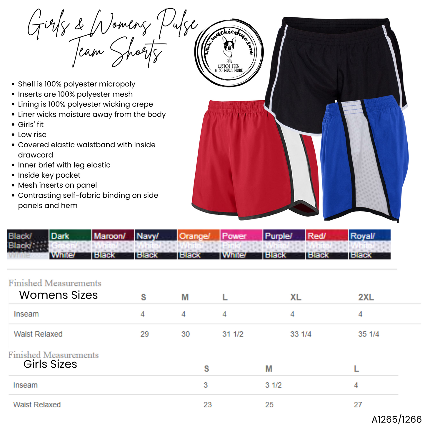 MJC- Maize Jr Cheer Pom Logo Shorts, Girls & Womens