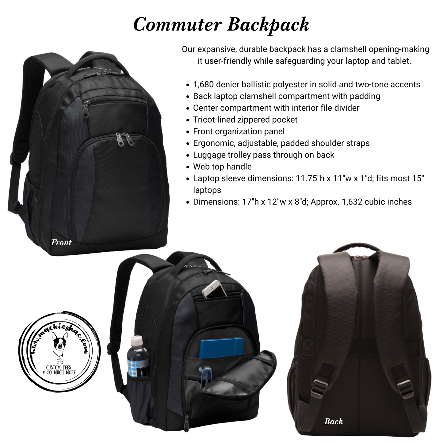 Mavs- Maverick Commuter Backpack with Embroidery Design, Personalize with your Name!