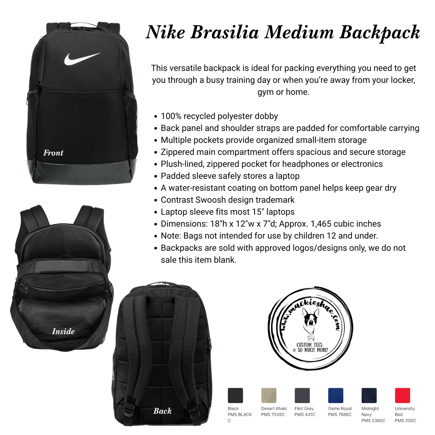 Mavs- Maverick Nike Brasilia Backpack with Embroidery Design, Personalize with your Name!