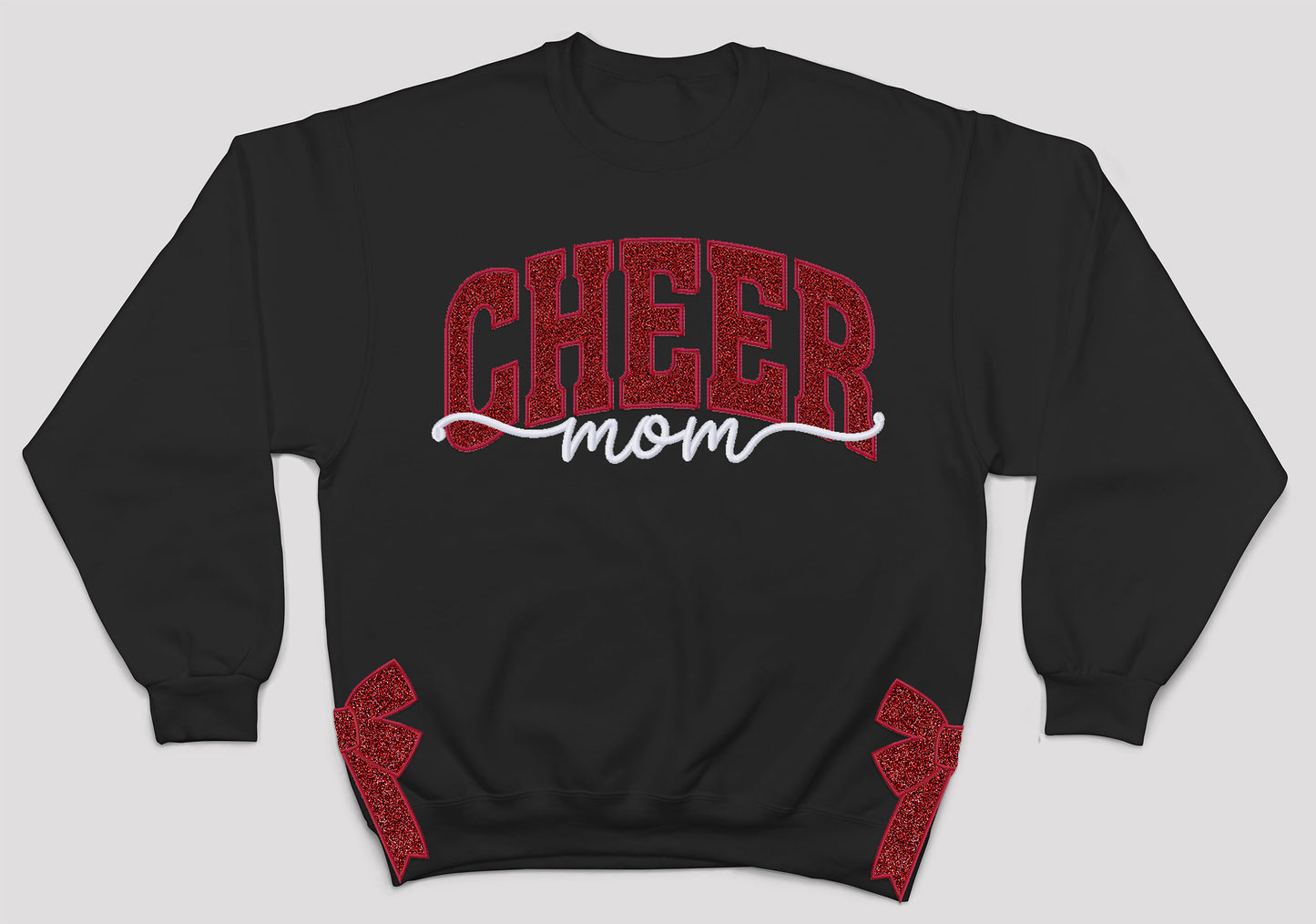 MJC-Cheer Personalized RED Glitter Applique and Embroidered Crewneck Sweatshirt