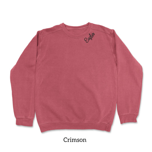 Eagles Neckline Embroidered Garment Dyed Crewneck Sweatshirt (2 Color Options)