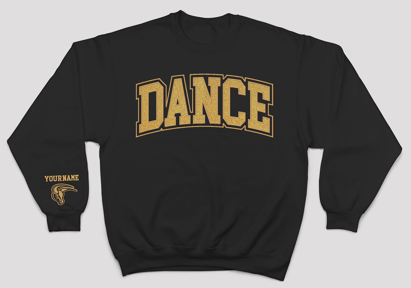 MSHS Dance- Dance Personalized Glitter Applique and Embroidered Crewneck Sweatshirt (with no title across Dance)