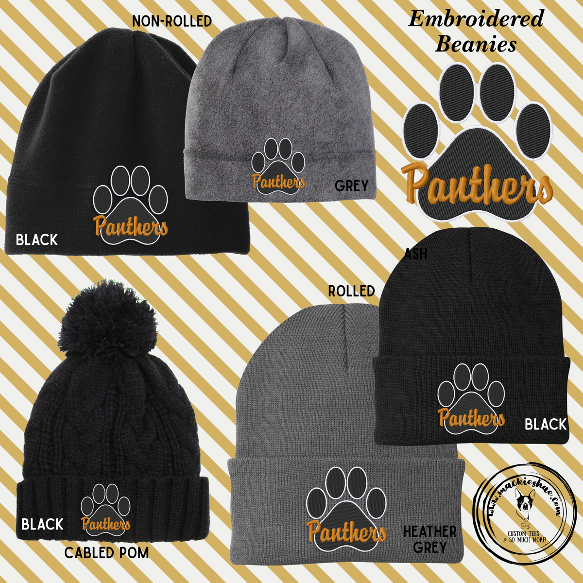 OK- Panthers Paw Embroidered Beanies
