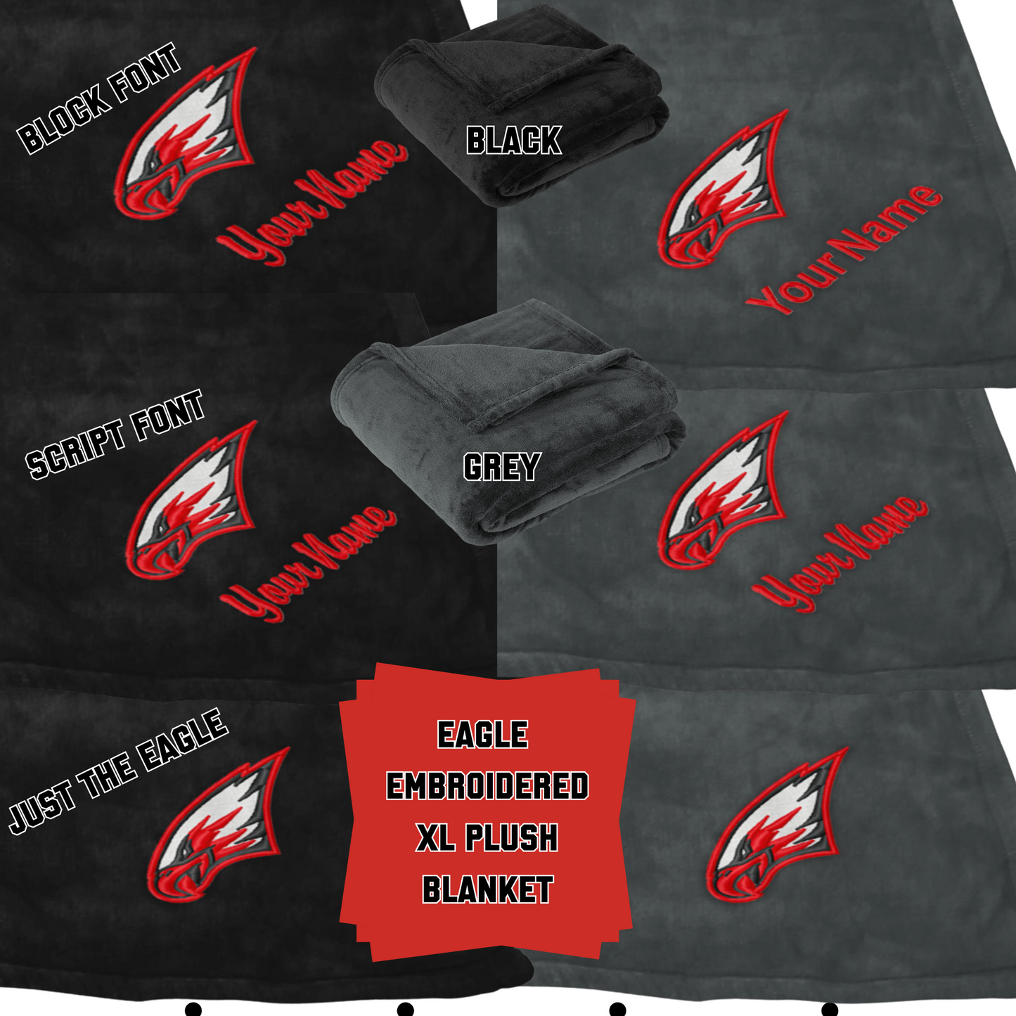 MMS- Maize Eagle Embroidered Extra Large Ultra Plush Blanket, Personalization Options