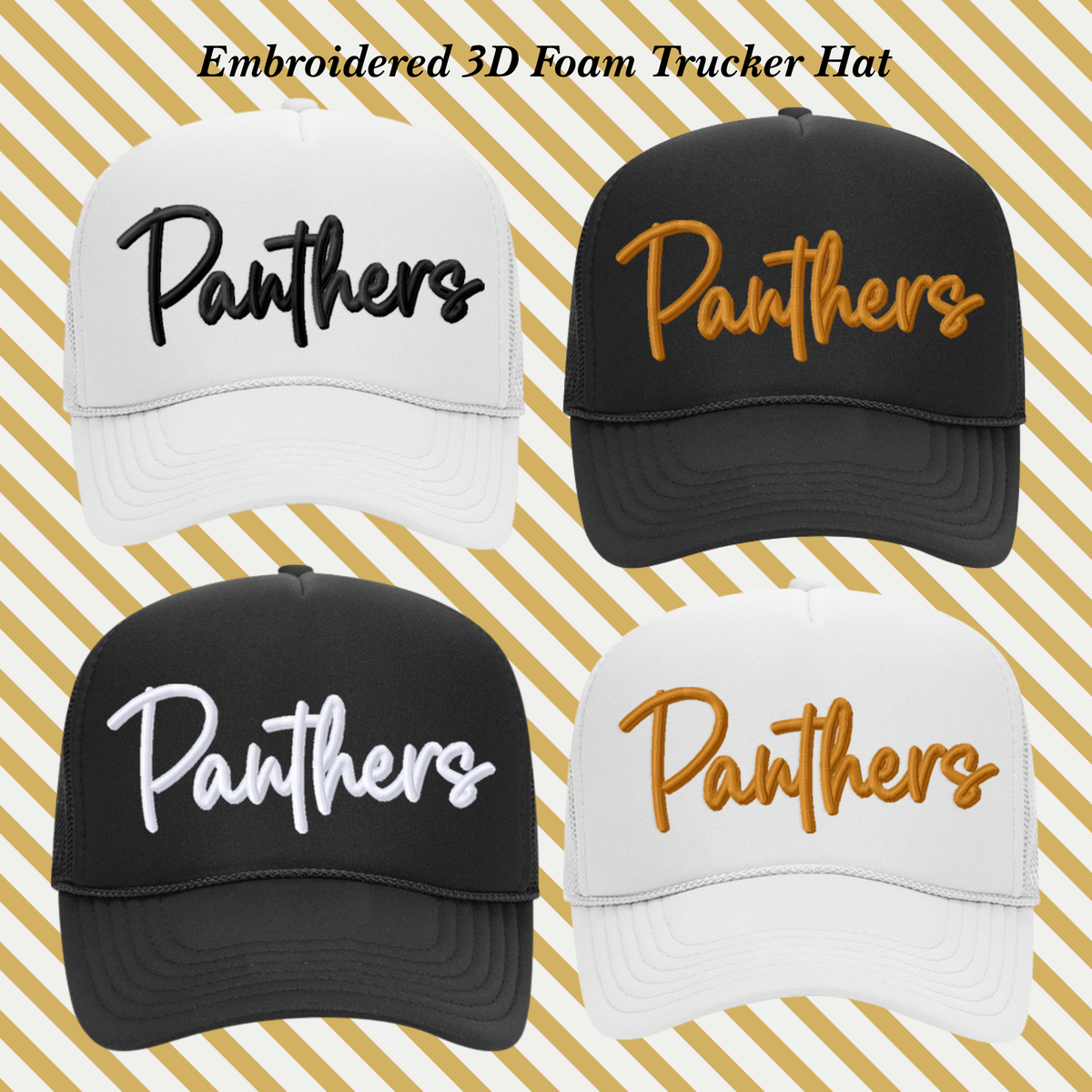 OK- Panthers Embroidered Foam Trucker Snap Back Hat with 3D Design