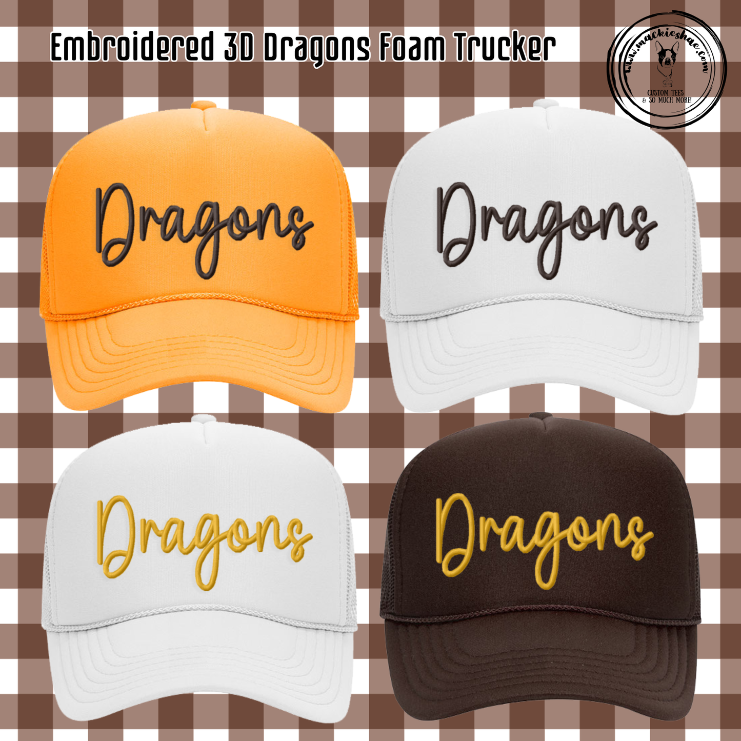 BP- Dragon Embroidery Foam Trucker Snap Back Hat with 3D Design