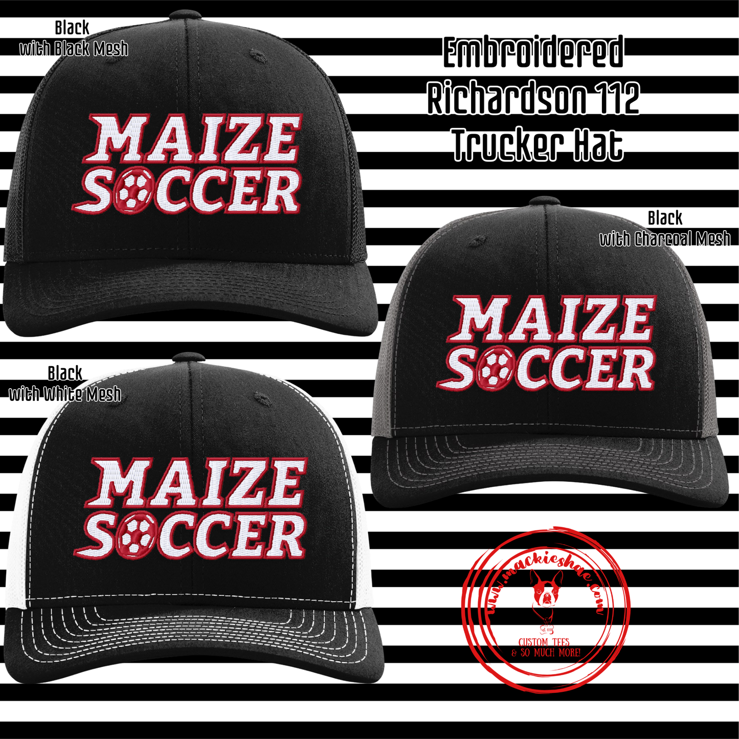MHS Soccer- Maize Soccer Embroidered Richardson 112 Trucker Hat