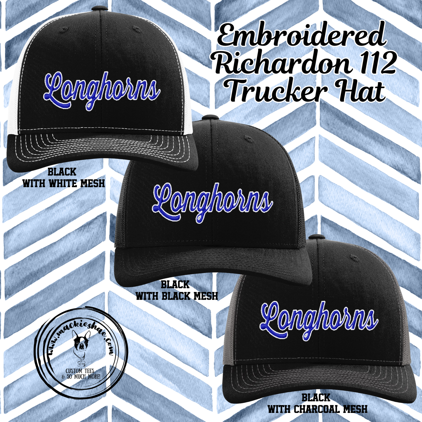 Chisholm Trail- Longhorns Embroidered Richardson 112 Trucker Hat