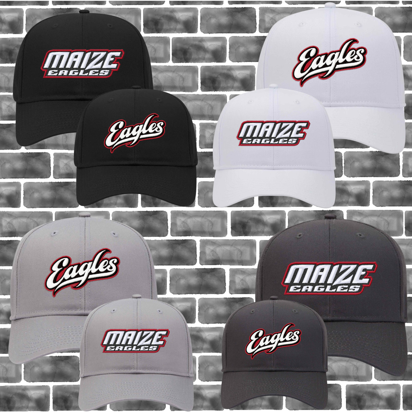 MIS- Maize Eagles or Eagles Script Logo Hat, Poly/Cotton Twill Hat (structured, mid-profile) with Snap Closure