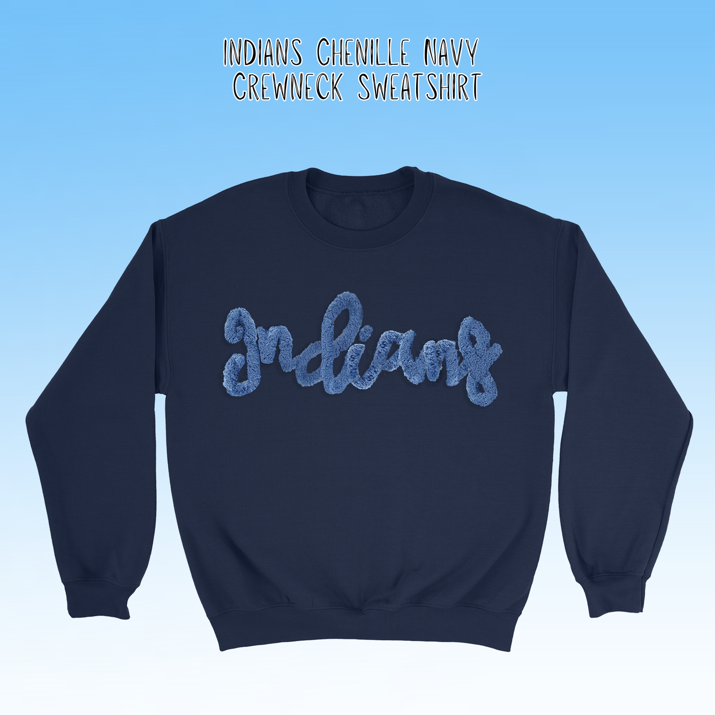 Clearwater- Indians Chenille Navy Crewneck Sweatshirt