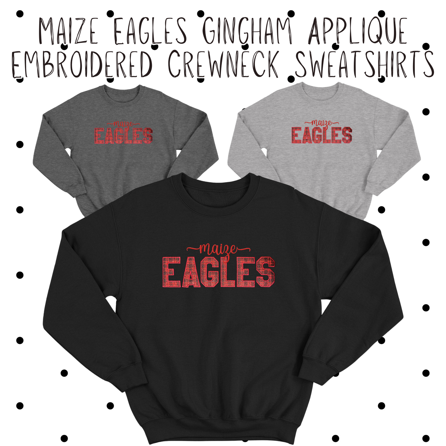 MMS- Maize Eagles Gingham Applique Embroidered Sweatshirt