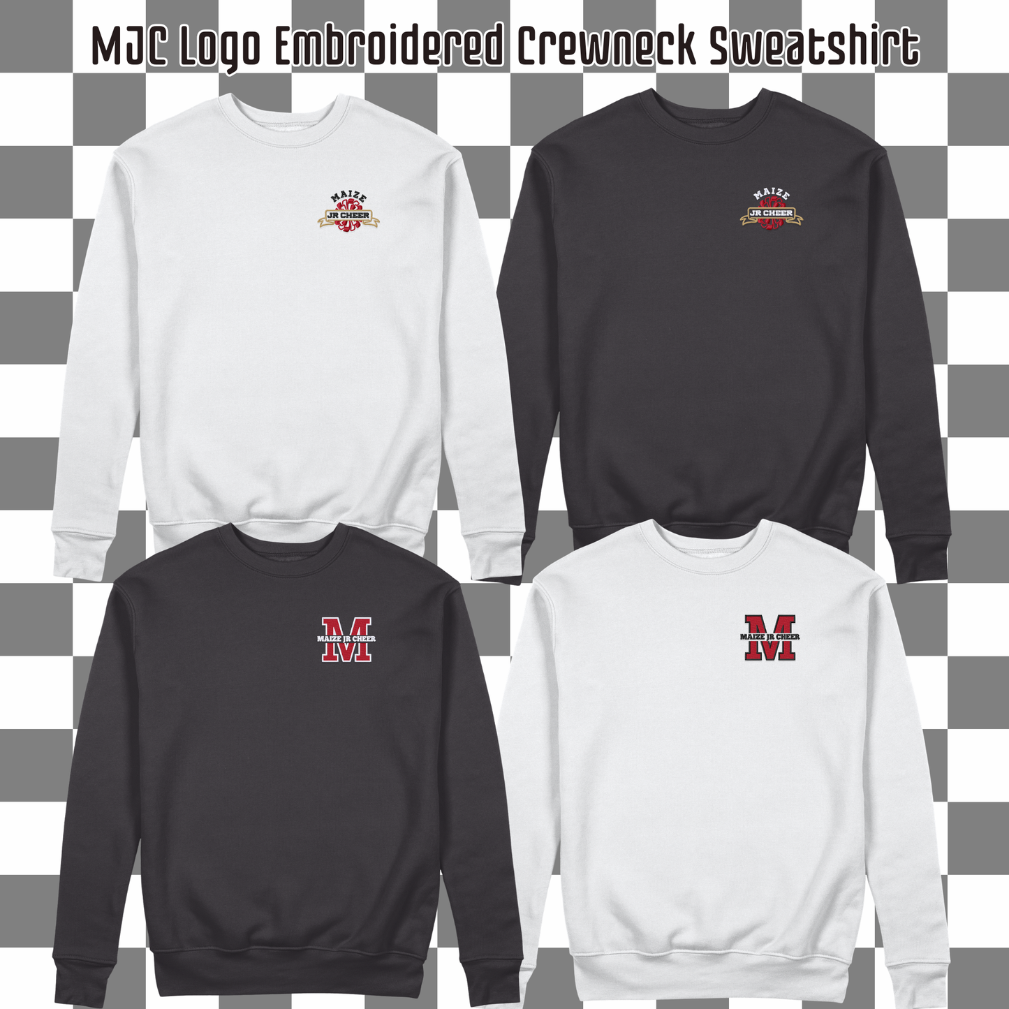 MJC- Maize Jr Cheer Left Chest Logo Embroidery Crewneck Sweatshirt