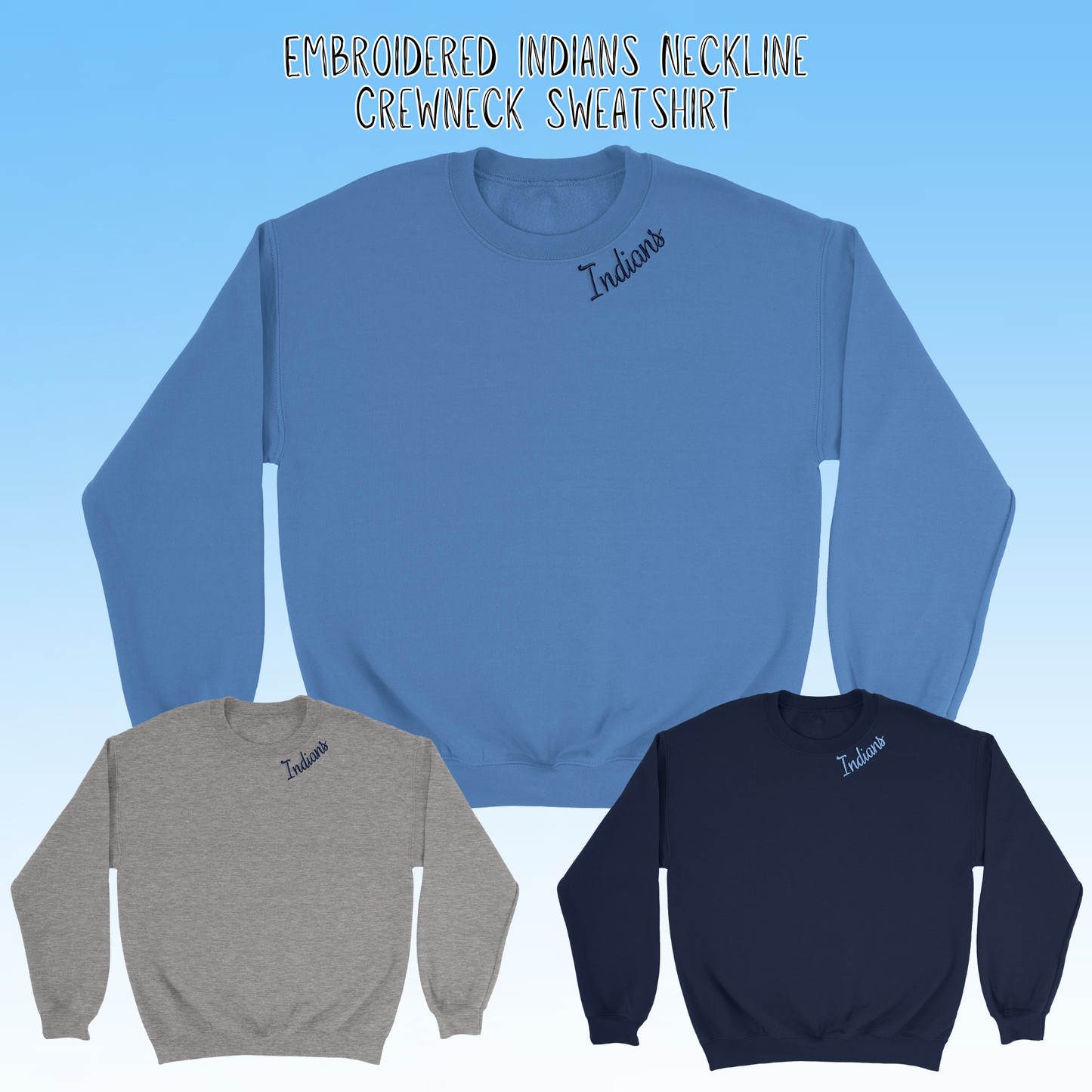 Clearwater- Indians Embroidered Neckline Crewneck Sweatshirt