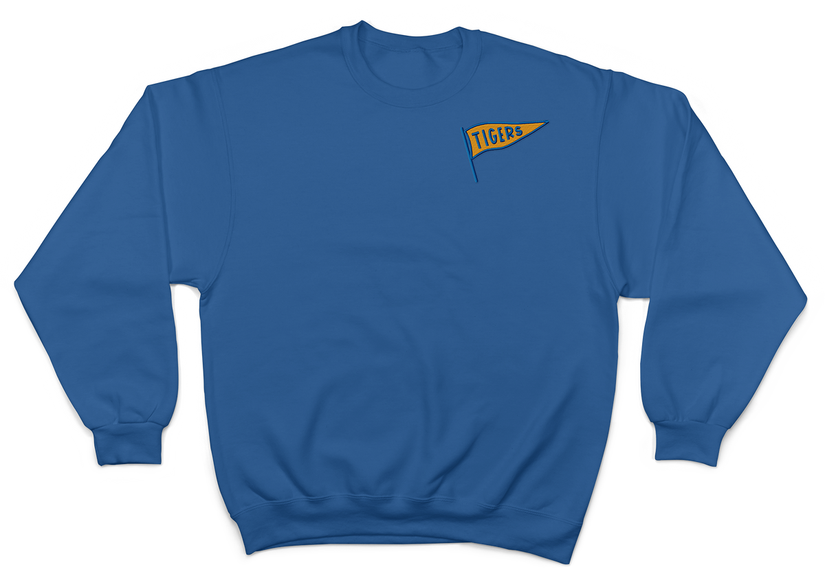 Peterson Elementary- Tigers Pennant Embroidered Crewneck Sweatshirt