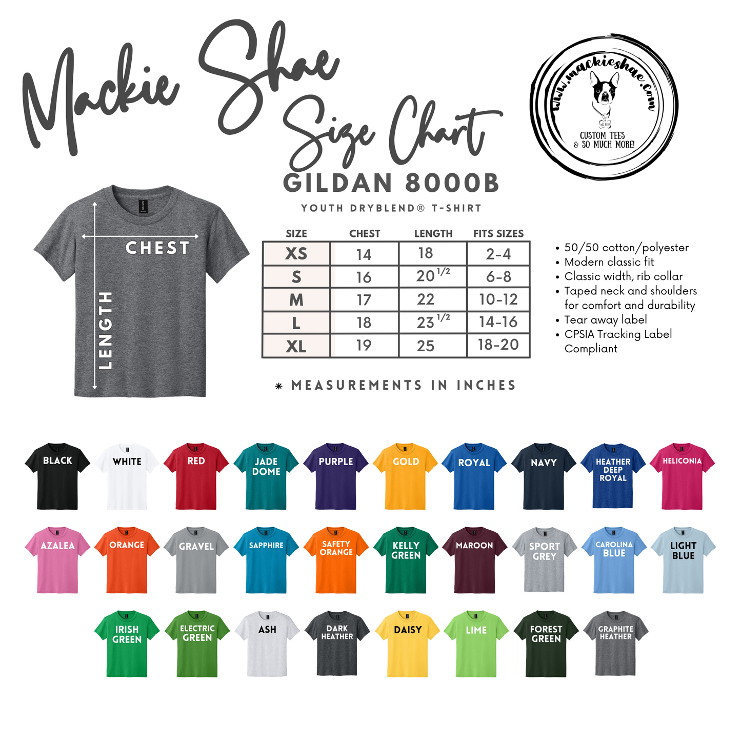 Gildan8000B Youth Dryblend Shirt Chart.png
