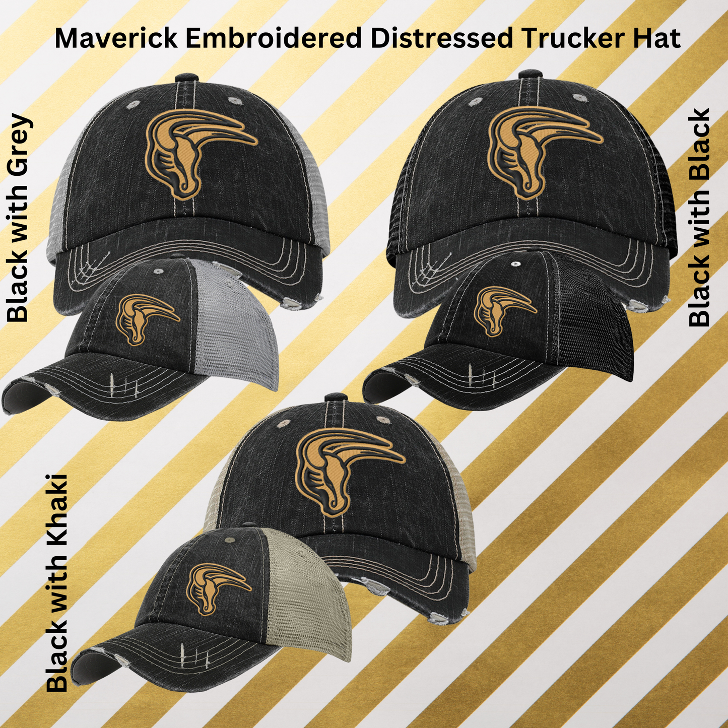 Mavs- Maverick Distressed Trucker Hat (3 Color Options, 2 Mav Options)