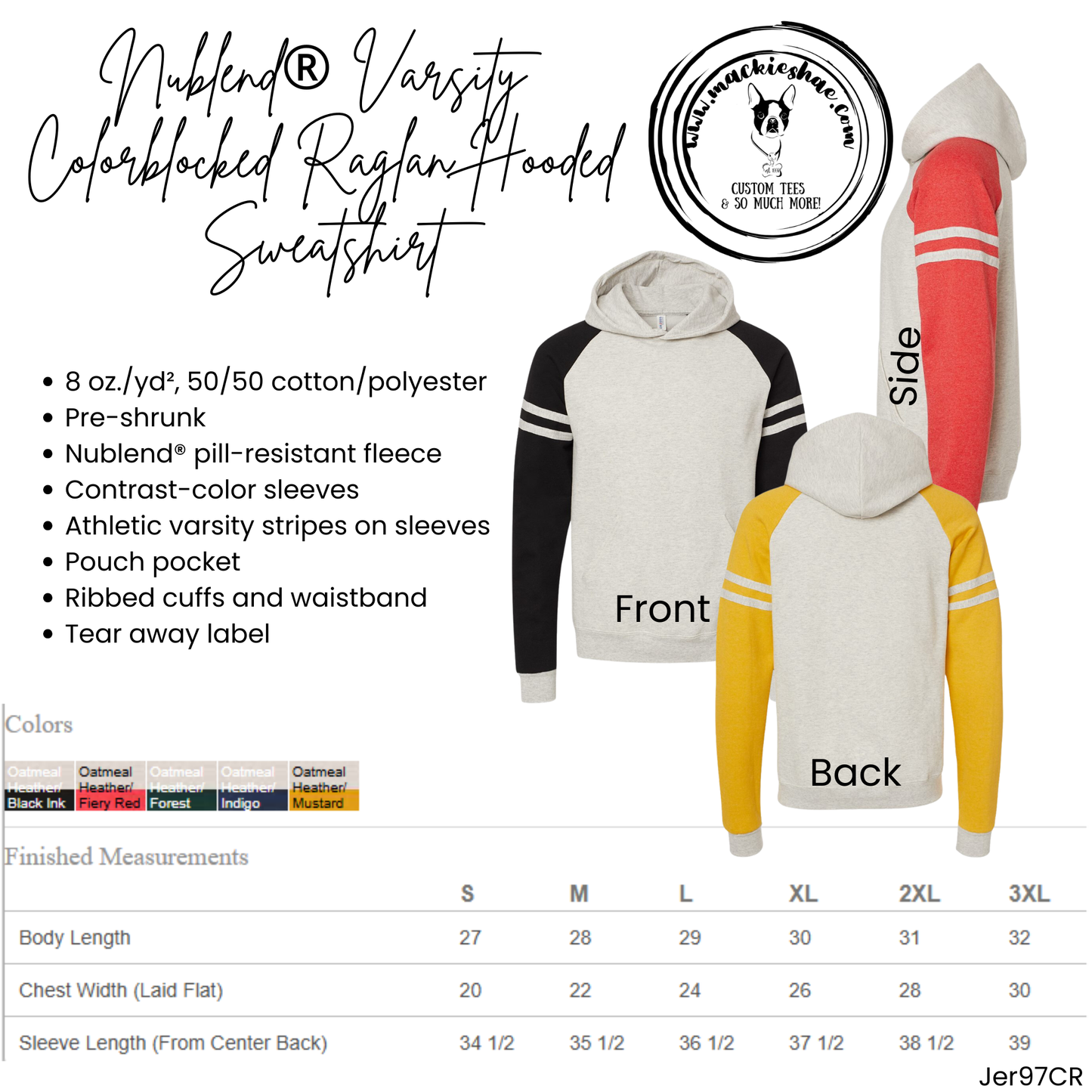 MMS- Eagles Varsity Nublend Varsity Colorblocked Raglan Hooded Sweatshirt, Adult