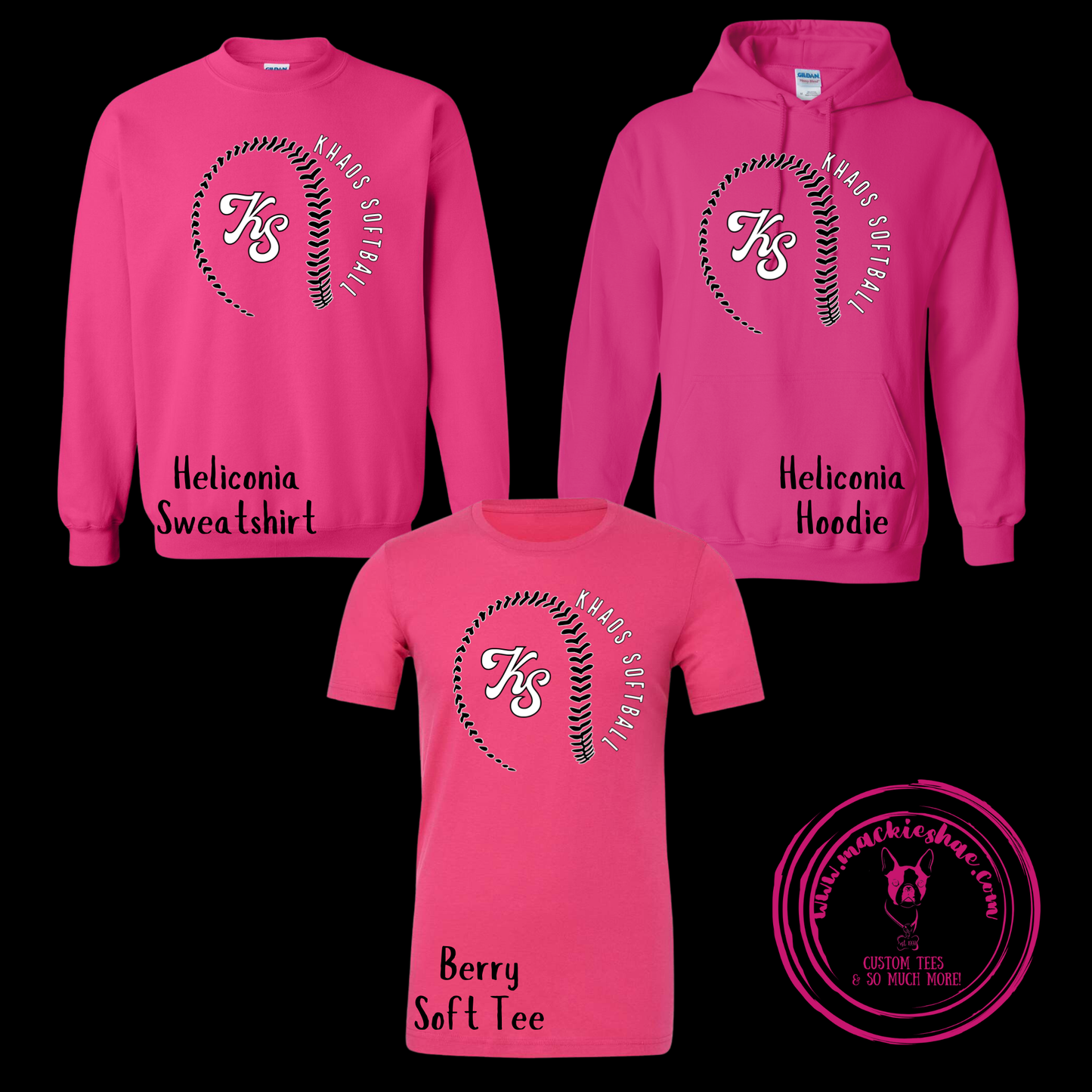 Khaos- Khaos Softball Outline with Logo Pink Gear