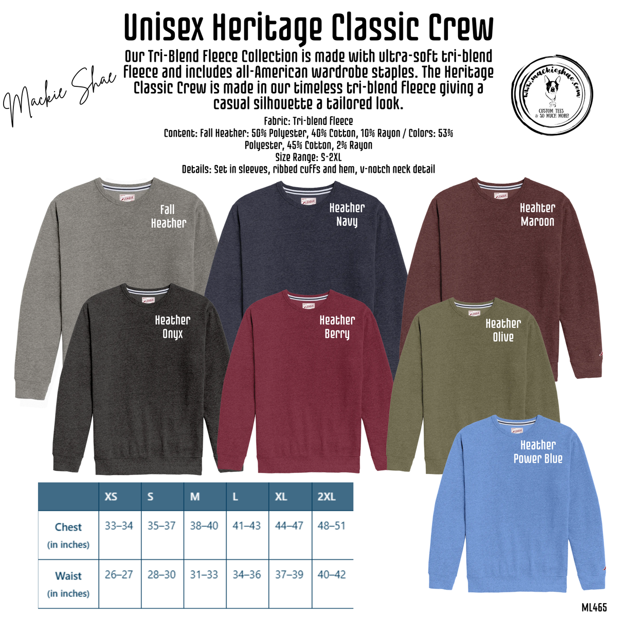 League ML465 Chart Unisex Heritage Classic Crew.png