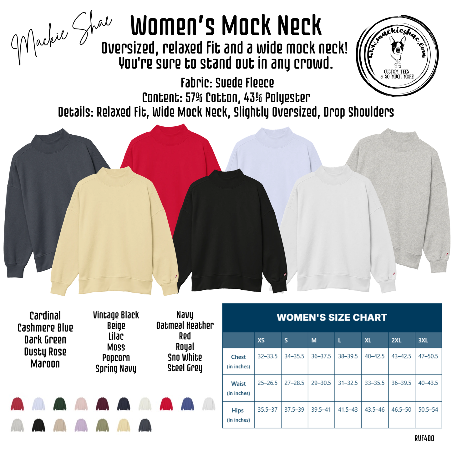 Mavs- M Mavericks Women's Mock Neck
