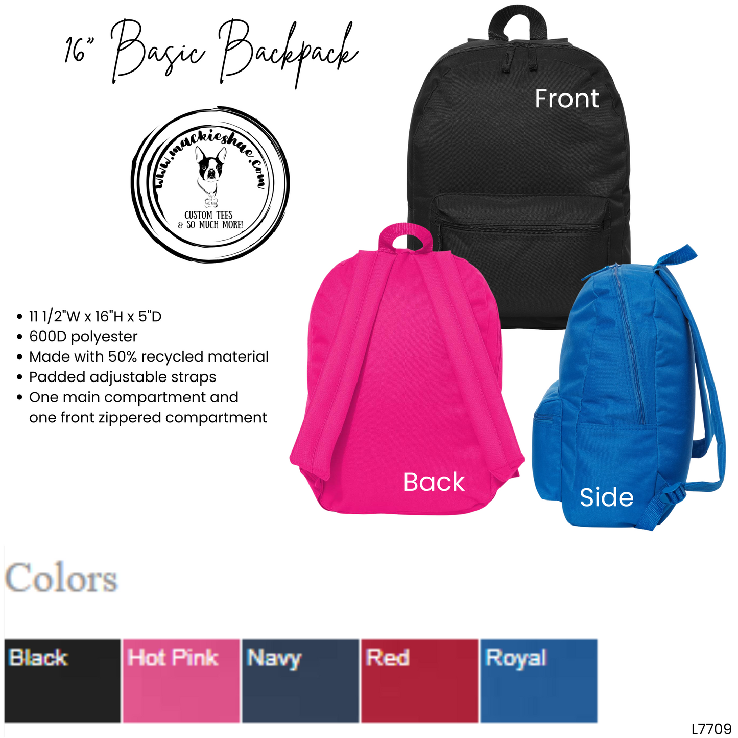 MJC- Maize Jr Cheer Pom Logo Black Backpack