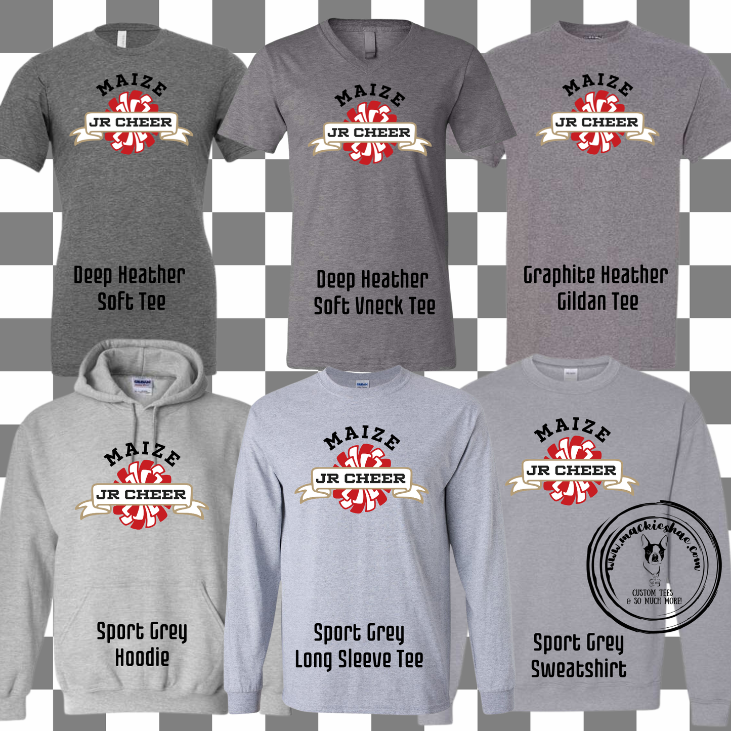 MJC- Maize Jr Cheer Pom Logo Grey Gear