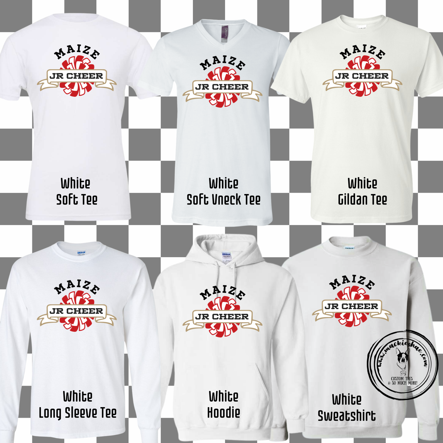MJC- Maize Jr Cheer Pom Logo White Gear