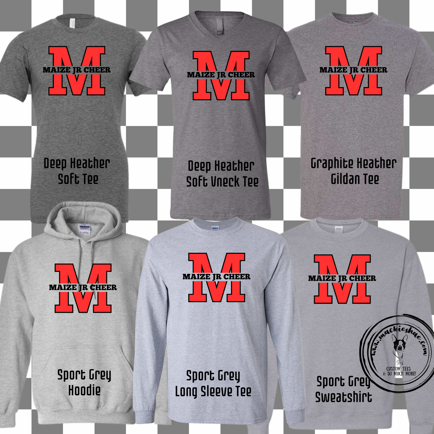 MJC- Maize Jr Cheer M Logo Grey Gear