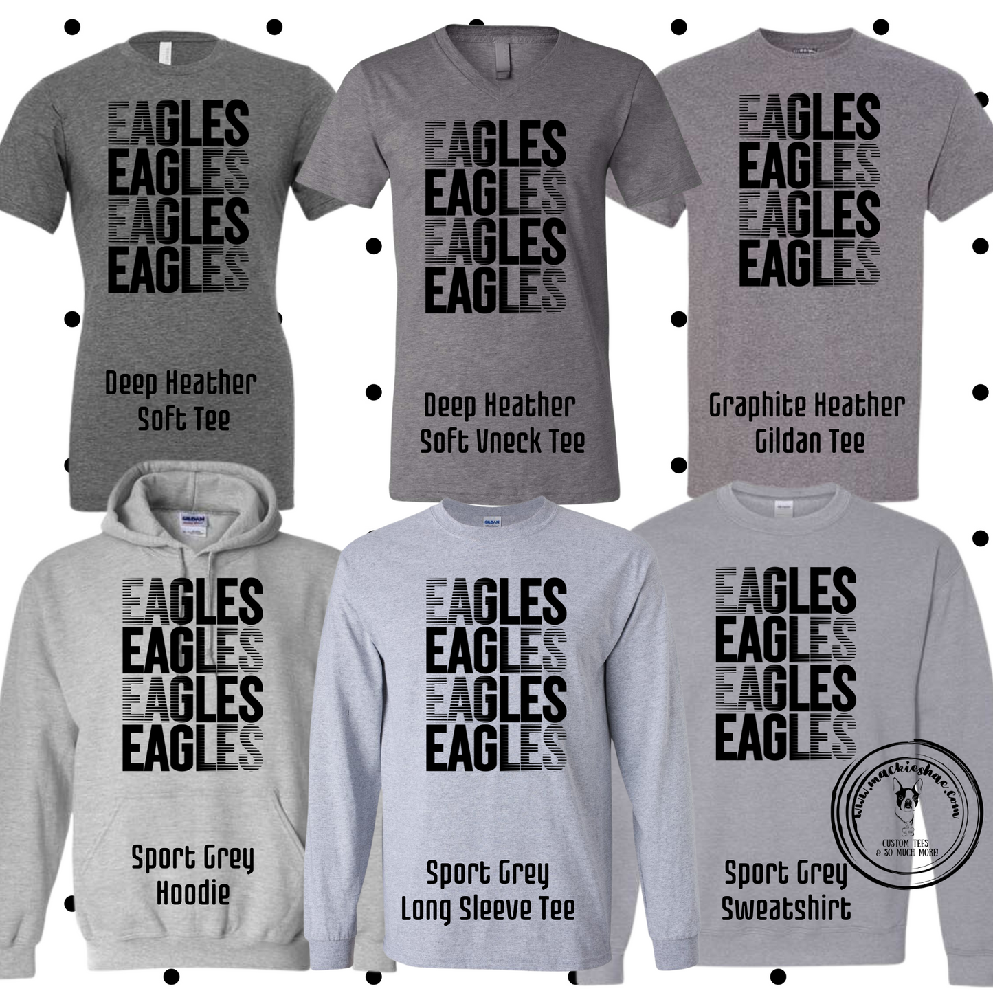 MMS- Eagles Faded Stacked Grey Gear