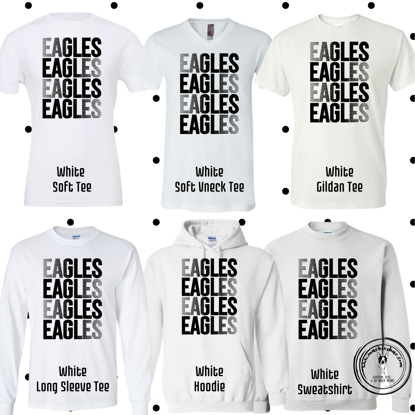 MMS- Eagles Faded Stacked White Gear