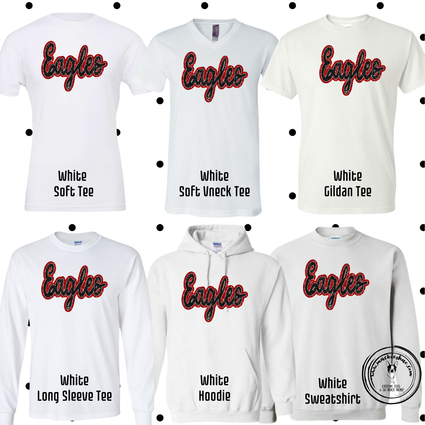 MMS- Eagles Faux Sequin White Gear