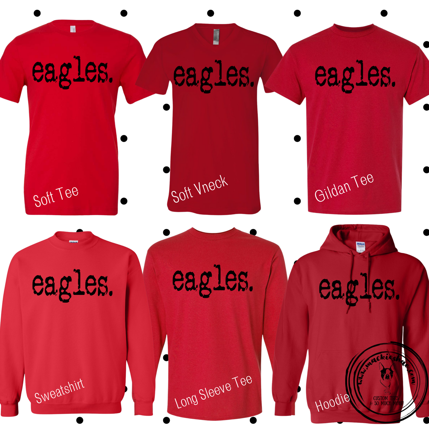 MMS- Eagles Typography Red Gear