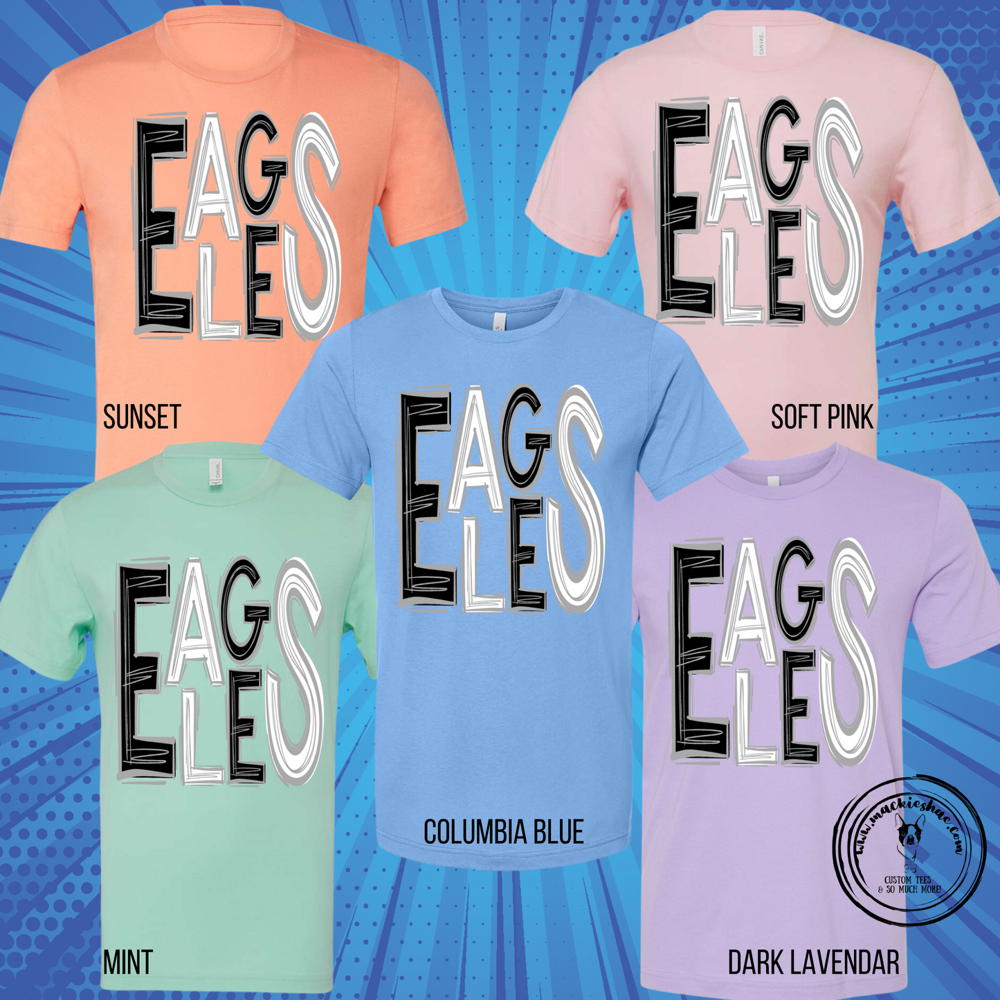 Eagles Doodle Custom Shirt for Kids and Adults, 4 Shirt Styles Available (Soft Tees, Long Sleeve Tees, Sweatshirt, Hoodies)
