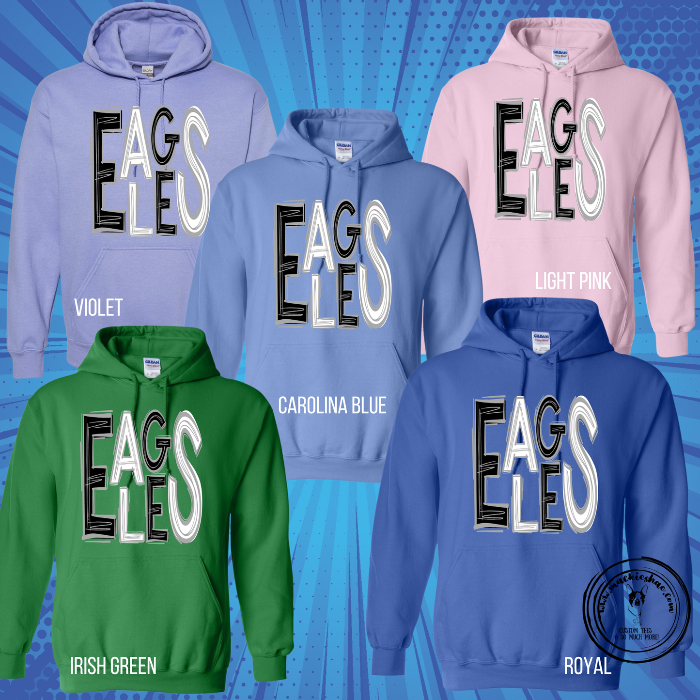 Eagles Doodle Custom Shirt for Kids and Adults, 4 Shirt Styles Available (Soft Tees, Long Sleeve Tees, Sweatshirt, Hoodies)