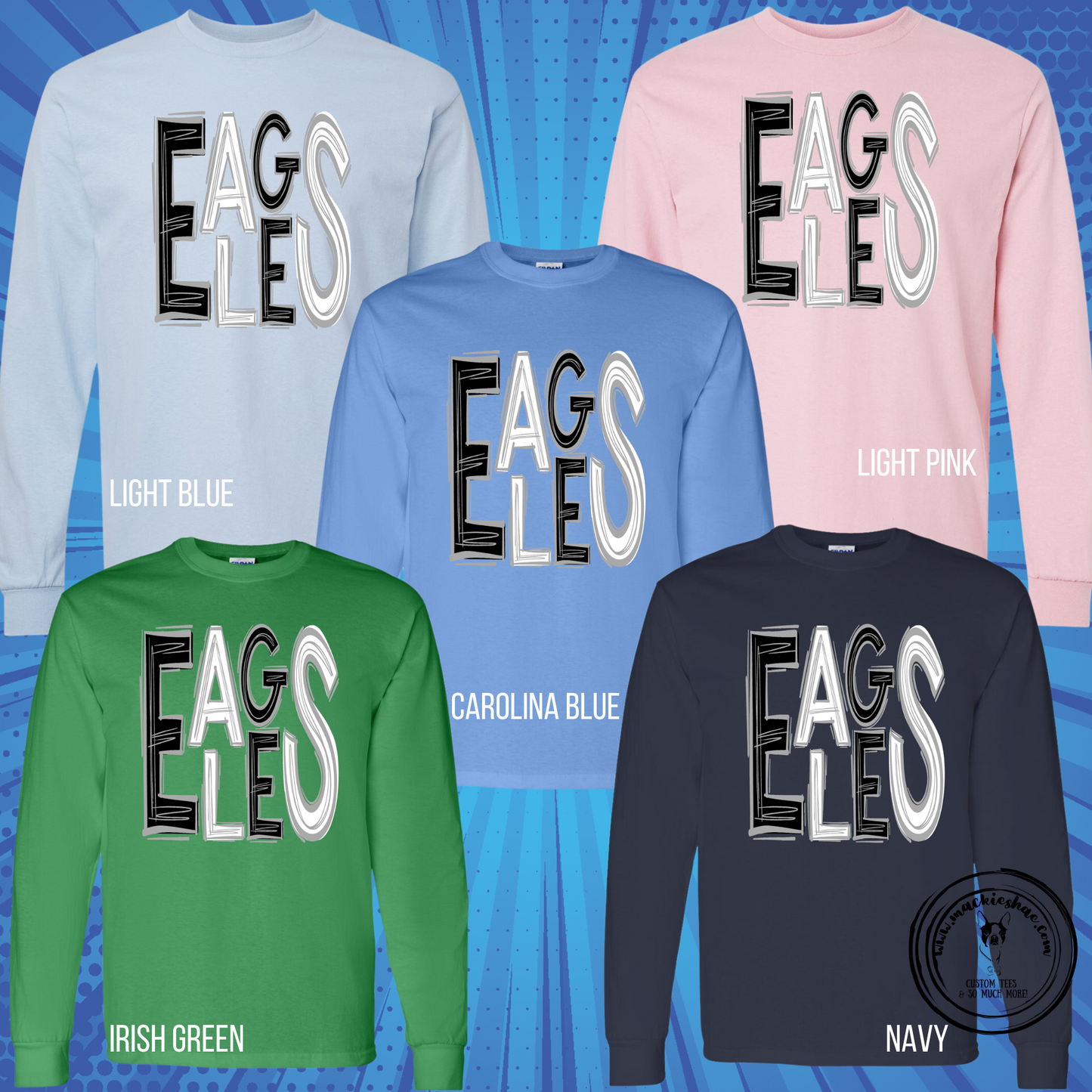 Eagles Doodle Custom Shirt for Kids and Adults, 4 Shirt Styles Available (Soft Tees, Long Sleeve Tees, Sweatshirt, Hoodies)