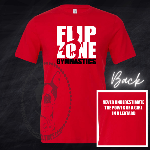 Flip Zone Gymnastics Never Underestimate Custom Shirt for Kids & Adults, Soft Short Sleeve (Vneck and Crewneck)