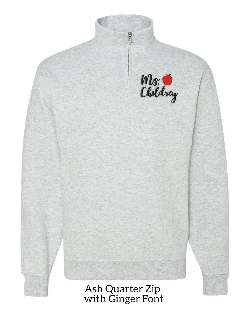 Personalized Apple Teacher Embroidered 1/4 Zip Pullover