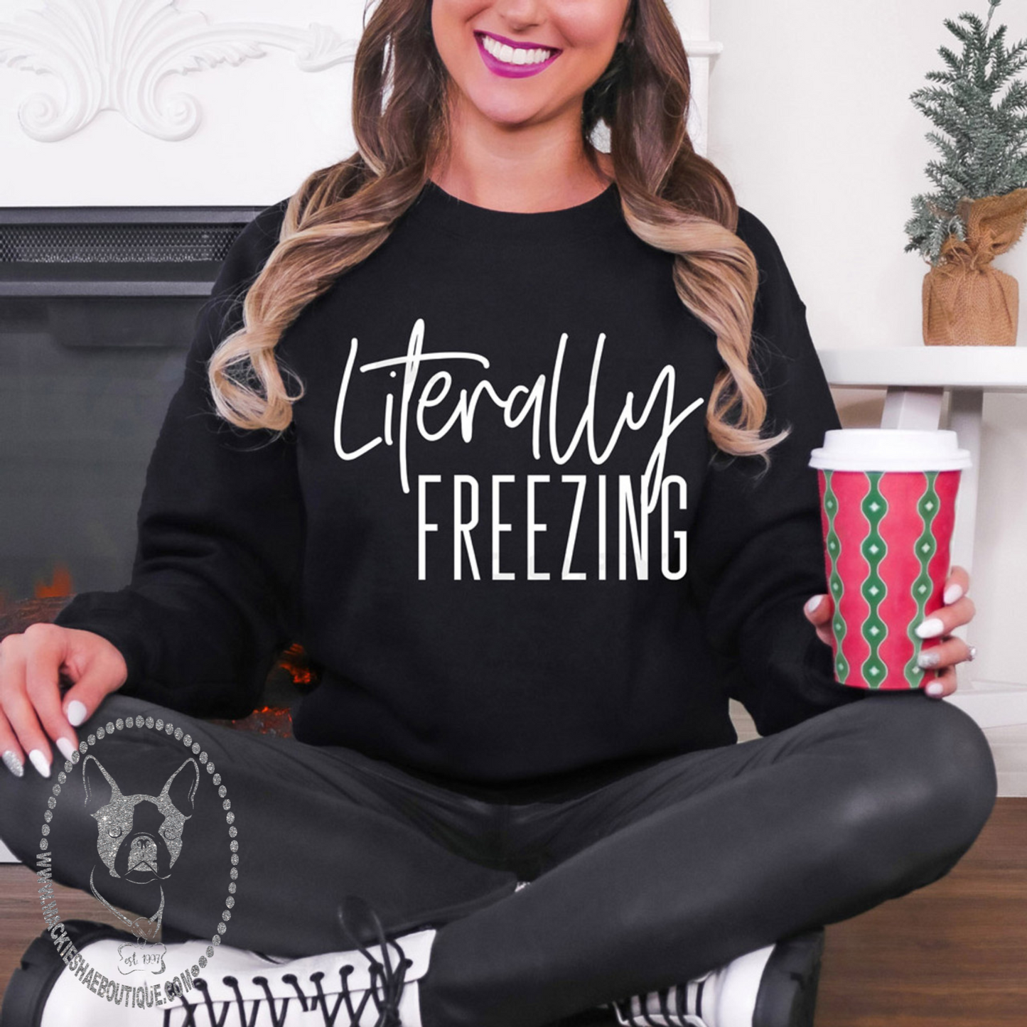 Literally Freezing Custom Shirt for Youth and Adults, Black Crewneck Sweatshirt