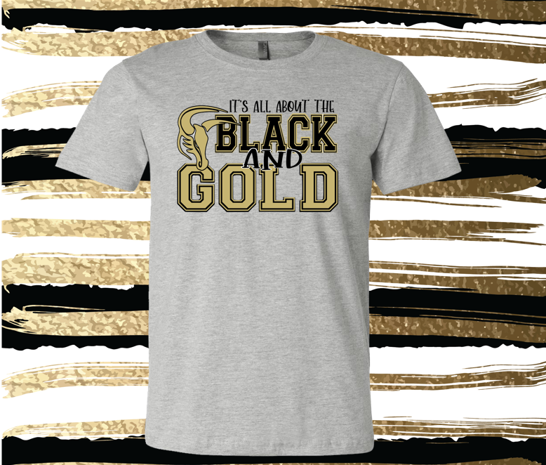 MSIS PTO-It's All About the Black & Gold Soft Tee for Youth and Adults
