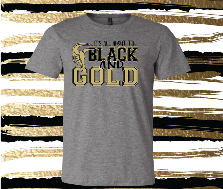 MSIS PTO-It's All About the Black & Gold Soft Tee for Youth and Adults
