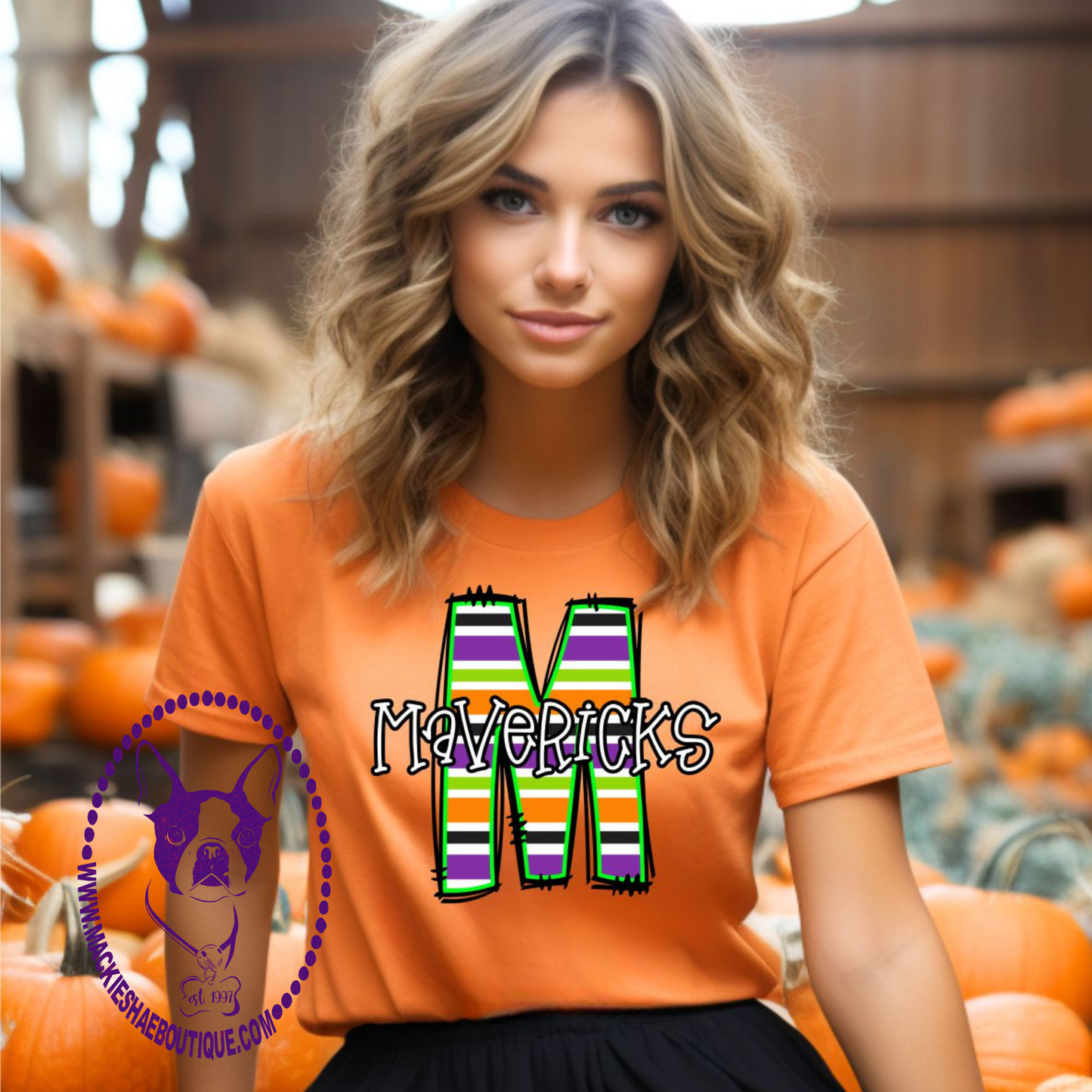 M for Mavericks Fall ORANGE Custom Shirt for Youth and Adults, Soft Tee