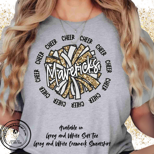 Mavs- Mavericks Cheer Pom White Crewneck Sweatshirt **SALE WHILE SUPPLIES LAST** RETIRED