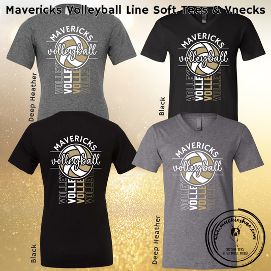 Mavs- Mavericks Volleyball Line Bella Soft Short Sleeve Tee, Deep Heather Size Large **SALE WHILE SUPPLIES LAST** RETIRED