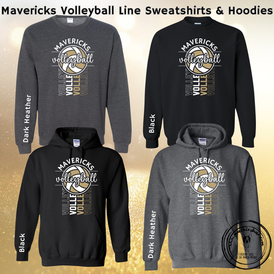Mavs- Mavericks Volleyball Line Crewneck Sweatshirt, Black in Size 2X **SALE WHILE SUPPLIES LAST** RETIRED