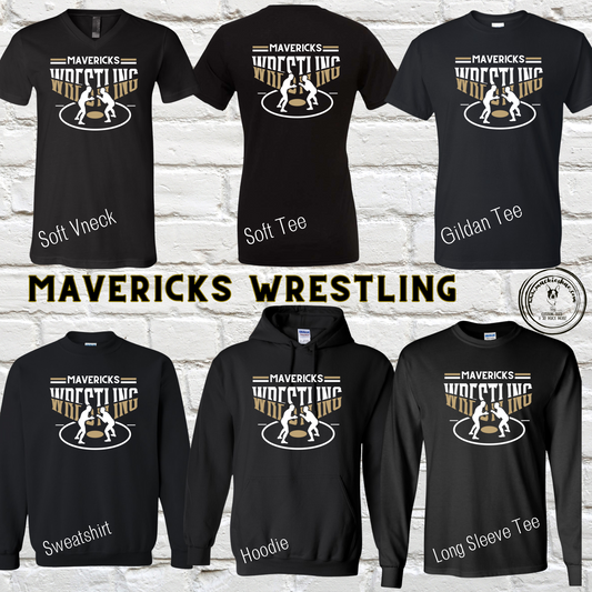 Mavs- Mavericks Wrestling Two Tone Gear, Soft Tees and Crewnecks **SALE WHILE SUPPLIES LAST** RETIRED