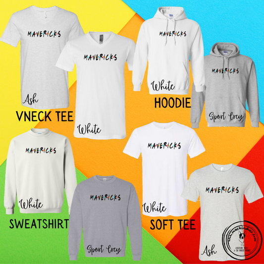 Mavs- Mavericks Friends White and Grey Gear, Soft Tees, Sizes XL & 2XL **SALE WHILE SUPPLIES LAST** RETIRED